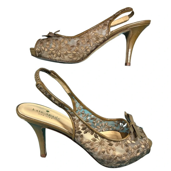 Kate Spade Blush Lace Peep-toe Slingback Heels - Picture 2 of 7
